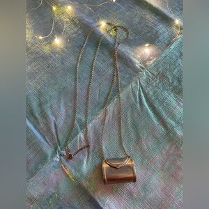 Vintage Long Gold Color Necklace with “Purse” Pendant